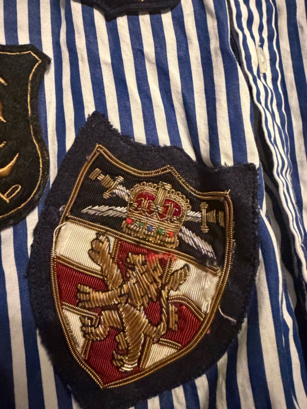 Polo by Ralph Lauren Navy and White Striped Badge Button-Down Shirt - Picture 3 of 6